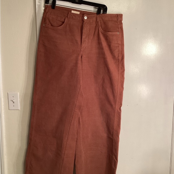 Pilcro Pants - Pilcro Rust Brown Corduroy Pants Wide Leg, Crop